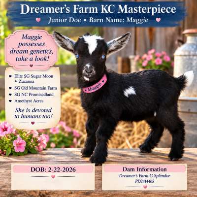Dreamer's Farm KC Masterpiece Available: 417-665-8996 applejofarms