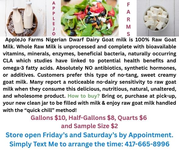 Goat Milk & Cheese & Eggs For Sale Eldon Mo