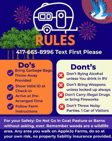 Rates & Rules For Camping AppleJo Farms Rates & Rules For Camping AppleJo Farms